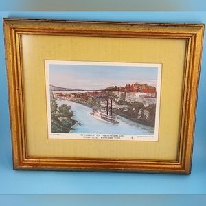 Vintage Steamboat on the Cumberland Nashville TN 1855 Framed G B Kirchner Print